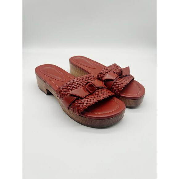 Alexandre Birman Clarita Woven Clogs Size 37 Leather Red Slip On - Picture 2 of 9